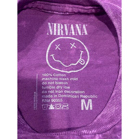 Nirvana Vintage Style Smile Back Short Sleeve Unisex T Shirt Crew Neck M Purple - Picture 7 of 15